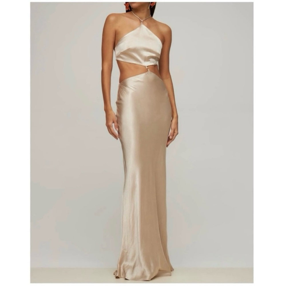 Bec & Bridge Satin Maxi Dress in Champagne